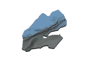 3D Djibouti Map Isolated On Black Background With Topographical Relief