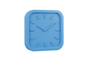 3D Illustration Of A Blue Square Clock Isolated On Transparent Background
