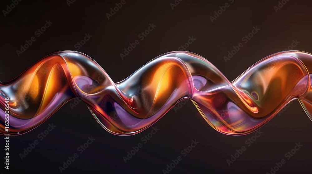 Wall mural vibrant, flowing abstract design features wavy, translucent structure with blend of warm colors, cre