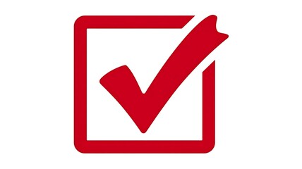 red check mark inside square box isolated on white background