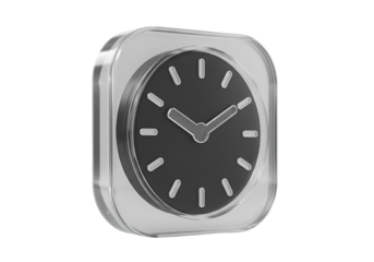 3D Illustration of a Clock Icon with Transparent Background