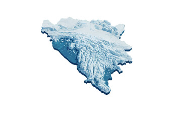 3D Illustration of a Detailed Blue Relief Map Against Transparent Background