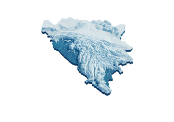 3D Illustration of a Detailed Blue Relief Map Against Transparent Background