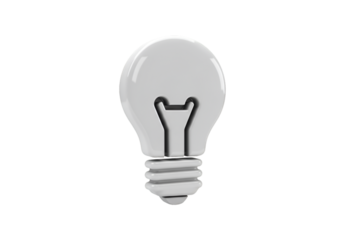 3d Illustration Of a Glossy White Lightbulb Isolated on Black Transparent Background
