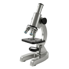 3D Illustration Of A Silver Microscope Isolated On A Transparent Background