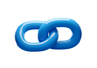 3D Illustration of Interlocking Blue Links Isolated on Transparent Background