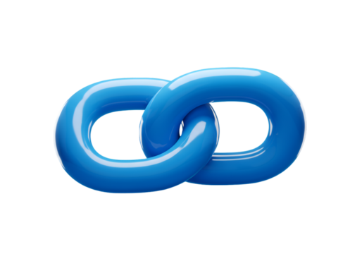 3D Illustration of Interlocking Blue Links Isolated on Transparent Background - Powered by Adobe