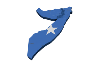 3D Illustration Of Somalia Map With Blue And White Colors On Isolated Background