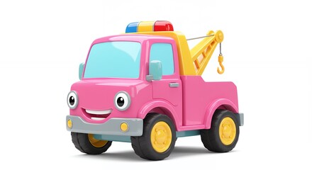 Naklejka premium Pink cartoon toy truck