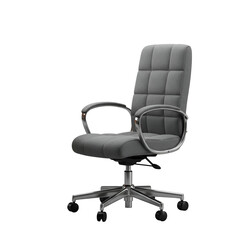 Fototapeta premium 3D Render Of A Modern Gray Office Chair With Metallic Accents Isolated On Transparent Background