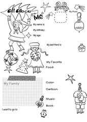 hand drawn alphabet set, hand drawn doodle speech bubbles, back to school, Cute All about me, cute cartoon all about me and student, baby shower card, school all about me