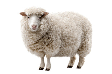 Fluffy white sheep facing forward