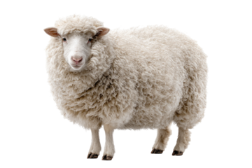 Fluffy white sheep facing forward