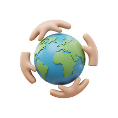 3D Illustration Of Hands Surrounding The Globe Symbolizing Global Protection