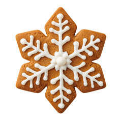 Festive Snowflake Gingerbread Cookie Isolated on Black Background for Christmas holiday treat