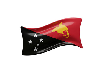 3D Render Illustration Of Papua New Guinea National Flag Isolated On Black Background