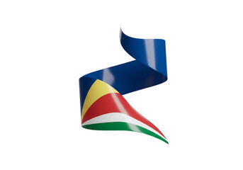 3D Render Of A Seychelles Flag Ribbon On Transparent Background
