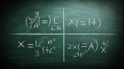 Obraz premium Classroom Chalkboard Math Equations Problem Solving