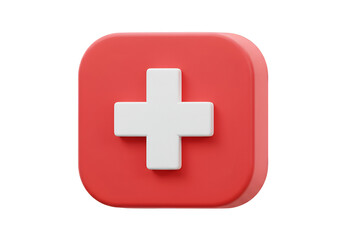 Fototapeta premium 3d Render of a Swiss Cross Icon on a Red Square Isolated Background