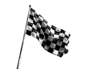 Black and white checkered flag waving in the wind, Isolated On Transparent Background, Png, Cut Out