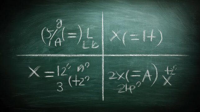 Classroom Chalkboard Math Equations Problem Solving