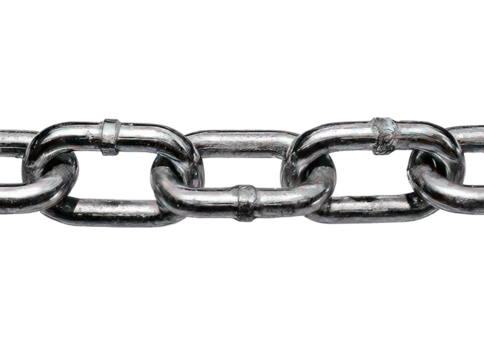 Strong metal chain links close up black background, Isolated On Transparent Background, Png, Cut Out