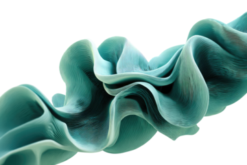 Teal, flowing, textured, abstract form