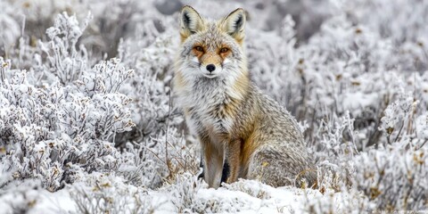 Obraz premium A Fox in the Snowy Tundra