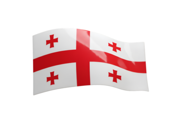 3D Render of Georgian Flag Waving with Red and White Colors Isolated on Black Background