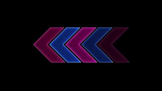 Multicolor Glowing neon directional arrow loading icon animation. glowing neon arrow loading concept.