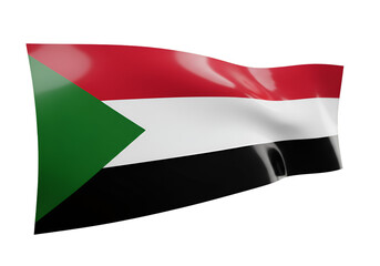 3D Render of Sudan Flag Waving with Red White and Green Colors