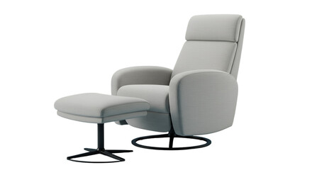 Fototapeta premium 3D Render of Isolated White Recliner Chair with Footrest on Transparent Background