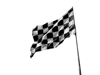 Black and white checkered flag waving in the wind, Isolated On Transparent Background, Png, Cut Out