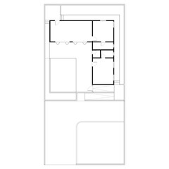 Black and White floor plan of a modern unfurnished house for your design. Suburban house vector blueprint. Architectural background.	