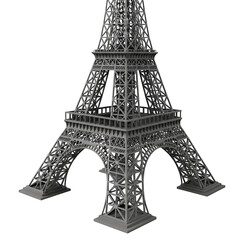 3D Render Of The Eiffel Tower In Gray Isolated Background