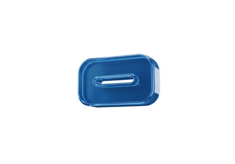 3D Rendered Abstract Minus Symbol With Transparent Blue Glass Isolated