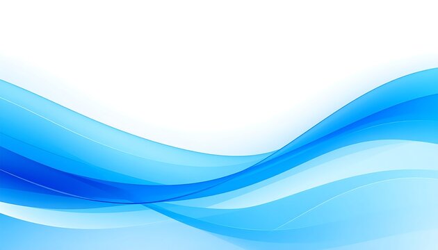 Abstract blue wave on white background with smooth flowing transparent lines and curves - Powered by Adobe