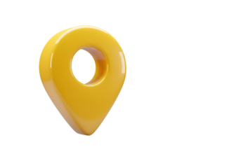 3D Render of Yellow Location Pin Isolated on Transparent Background