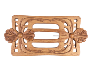Elegant antique wooden buckle with intricate floral carvings adds vintage charm to fashion