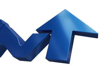 3D Rendered Blue Metallic Arrow Illustration on Transparent Background