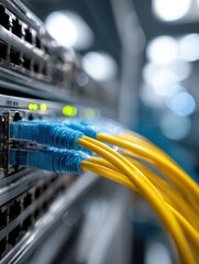 High-Speed Ethernet Cables Connecting Network Switches