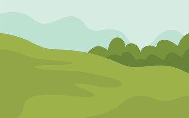 Serene Rolling Hills Green Field Landscape