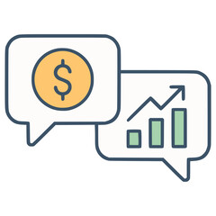 finance chat message flat color vector illustration template design