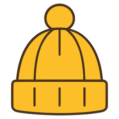 yellow knitted winter hat flat color vector illustration template design