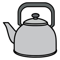 metal kettle kitchen appliance flat color vector illustration template design