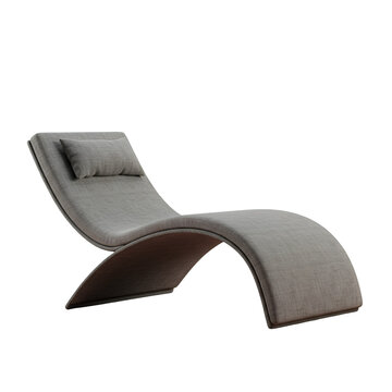 3D Rendered Gray Lounger Chair with Pillow Isolated on Transparent Background