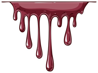 Viscous Dark Red Liquid Dripping Slowly Forming Teardrop Shapes