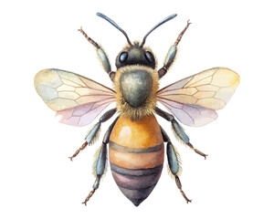 watercolor bee vector illustration isolated on white background
