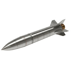 3D Rendered Isolated Metallic Missile Rocket Weapon on Transparent Background
