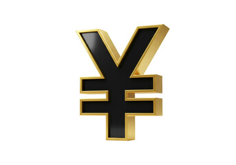 Obraz premium 3D Rendered Illustration of a Gold and Black Yen Symbol on Black Background